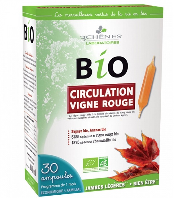 3 CHENES BIO CIRCULATION VIGNE ROUGE 30 AMPOULES