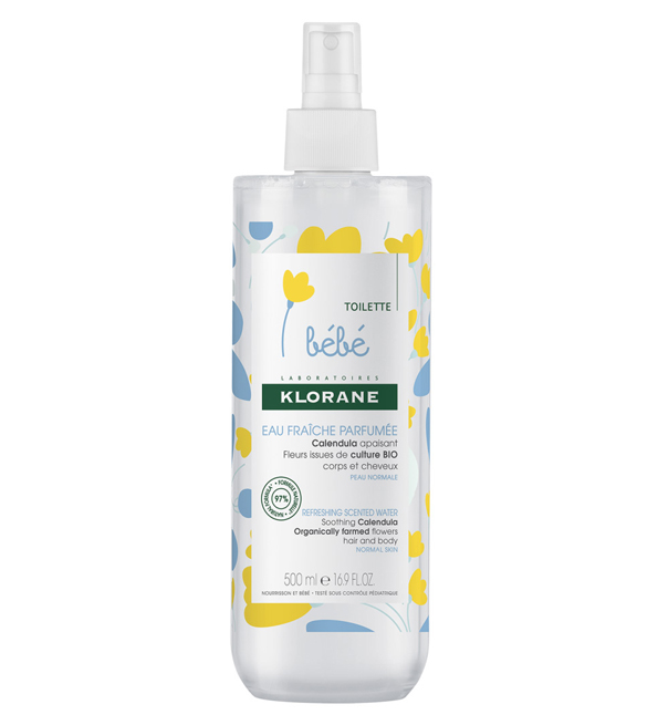 Klorane – Eau fraîche parfumée au Calendula apaisant – Bébé – Peau normale 500 ml