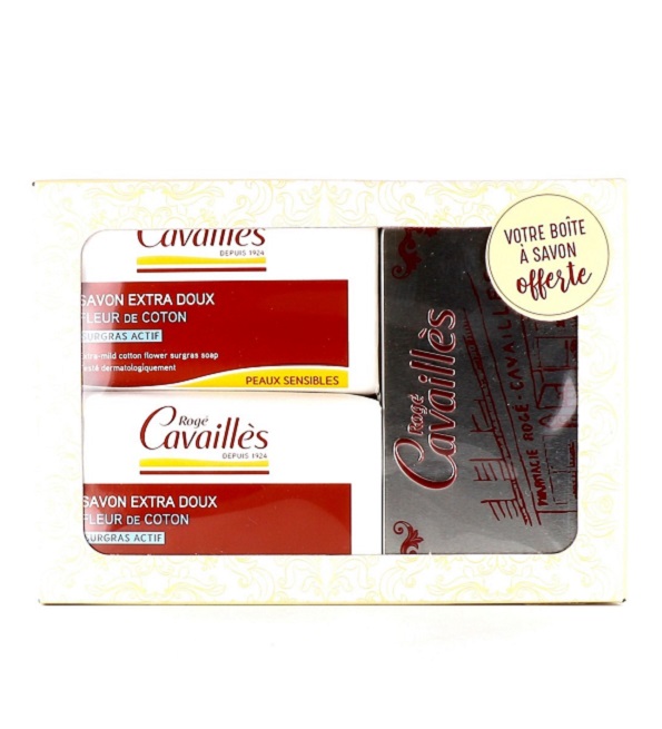 Rogé Cavaillès Savon Surgras Fleur de Coton 2x250g+1 Boite Offerte