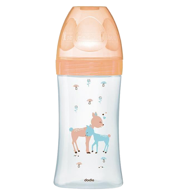 Dodie – Biberon verre Sensation+ (0-6 M) 3 vitesses débit 2 – Beige biche – 270 ml