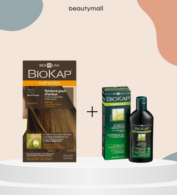 Biokap nutricolor 7.0 140ml+shampoing nourissant reparateur 100ml pack