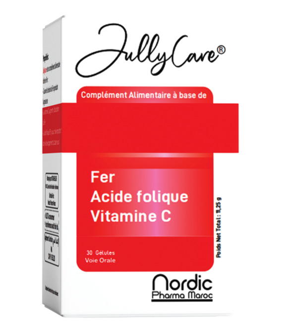 JULLYCARE Fer Acide Folique Vitamine C 30 Gélules