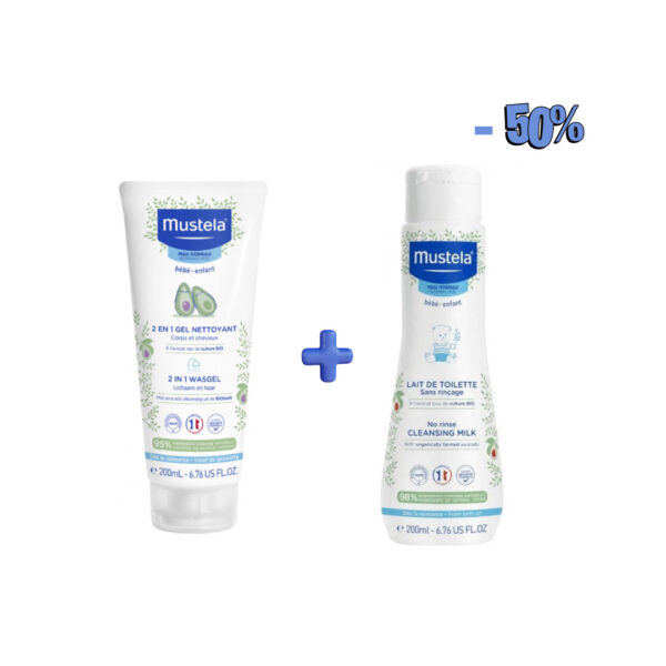 Mustela Gel 2en1 200ml+ Lait de Toilette 200ml -50%