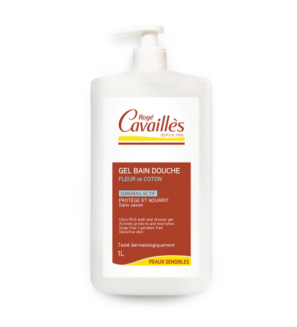 ROGE CAVAILLES GEL BAIN DOUCHE SURGRAS ACTIF FLEUR DE COTON 1L