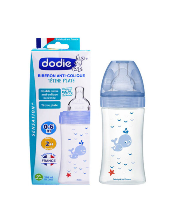 Dodie Biberon senstation+ Tétine plate 270ml 0-6m Mer