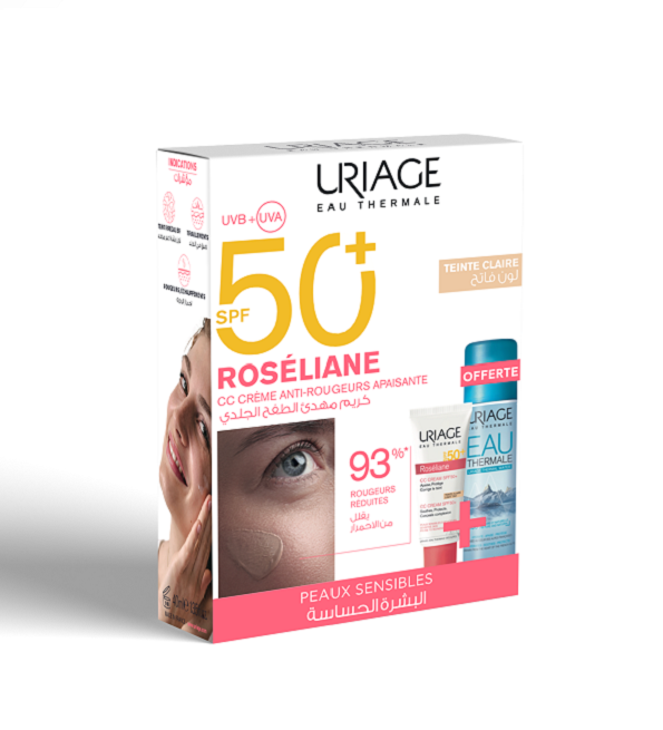 ROSÉLIANE CC CREAM SPF50 TEINTE CLAIRE + EAU THERMALE 50ML OFFERTE